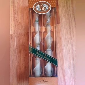 Beeswax Designs Inc California Taper Candles 12" Double Spiral Gold Silver Plaid